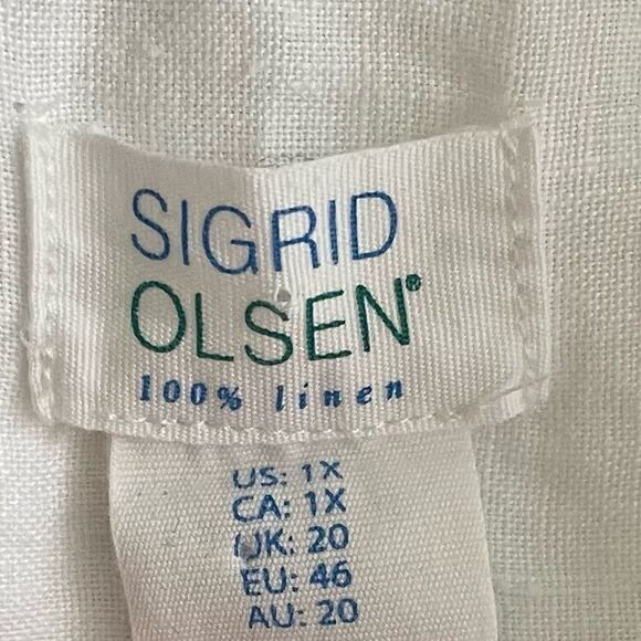 SIGRID OLSEN Linen Oversized Popover Tunic Blouse White 1X - Picture 5 of 5